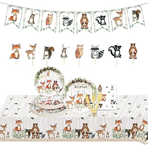 Woodland Baby Shower Party Supplies Decorations Fox Oh Baby Woodland Birthday Banner Cake Topper Woodland Creatures Fawn Animal Friends Garland Banner for Girl Boy Woodland Gender Reveal Cover