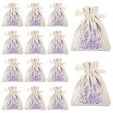 14 Stück Lavendelsäckchen, 140g Mottenschutz Lavendel Getrocknet, Kordelzug Staubdichter Baumwollbeutel Duftsäckchen, Lavendelblüten Gag für Motten Kleiderschrank, Auto