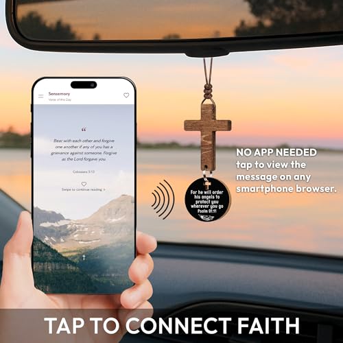 Inspirational Cross Ornament for Car Mirror – Daily Bible Verse Scanner, Christian Rearview Hanging Accessory, Perfect Gift for Believers - Image 5