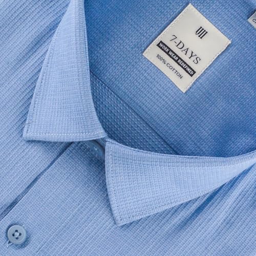 Image of 7-DAYS Men's Premium Formal Shirts - Regular Fit, Full Sleeve, 100% Pure Cotton, Self-Design, with Pocket - Stylish Office Shirts for Men