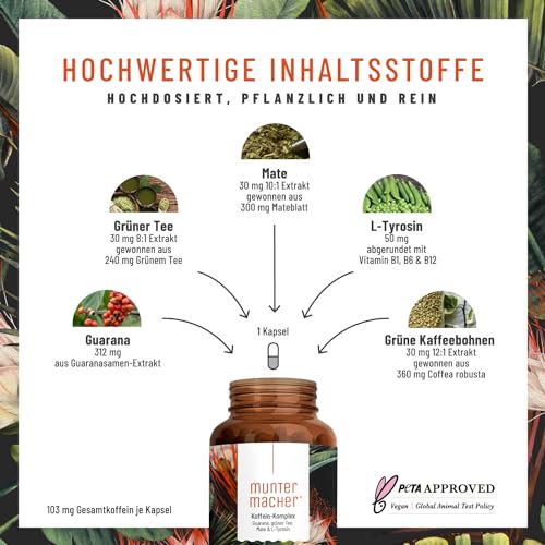 Koffeintabletten mit Guarana, Mate und B-Vitaminen