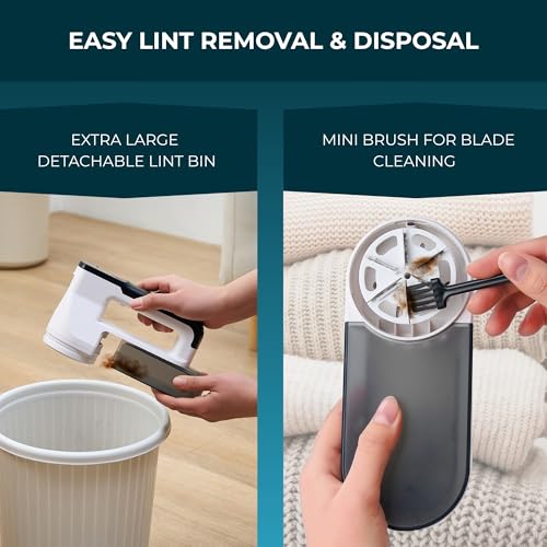 True & Tidy XL Rechargeable Fabric Shaver with Light, 6-Leaf Steel Blades, 3-Speed Motor, LED Digital Display, Lint Remover for Clothes, Furniture & Upholstery (White, Turbo) - Thumbnail 7