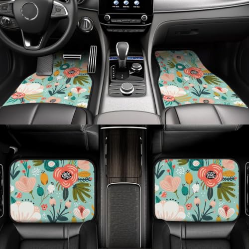 Alfombrillas de coche antideslizantes que solucionan el desgaste del suelo con flores coloridas 6