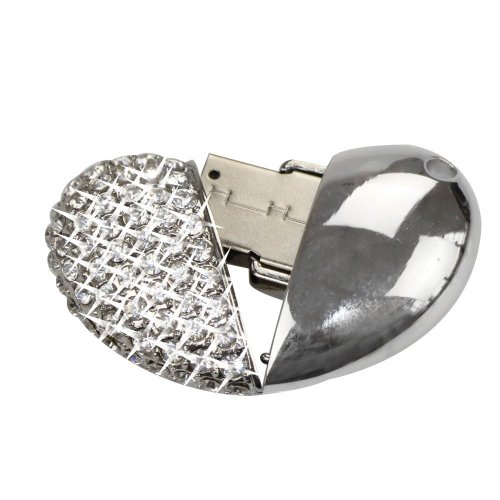 Preisvergleich Produktbild CUHAWUDBA Asone USB-SPEICHERSTICK Silber Herz Diamand Figur USB-Stick