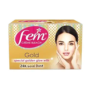 Fairness (Gold) Crme Bleach - 64g | Advanced Skin Glowing System | Enriched with Goodness of 24K Gold Dust | With Rejuvenating Fragrance | No Added Parabens, Silicones & Ammonia