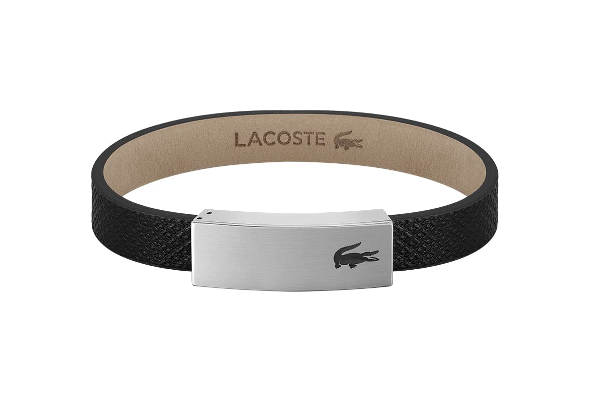 Bracelet en cuir noir pour homme Lacoste - Collection PORT