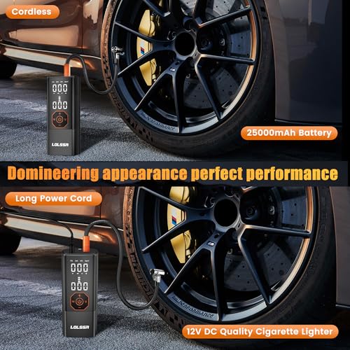 Tire Inflator Portable Air Compressor 180PSI Air Pump for Car Tires-Cordless Tire Pump with Pressure Gauge, Cigarette Lighter Plug for Motorcycle, Bike, Ball, Dual-Use Type