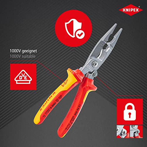 KNIPEX Pince pour installations électriques, 1000V, ressort d'ouverture, pour couper les câbles, dénuder, sertir les embouts, saisir, plier, 13 96 200 – Image 6