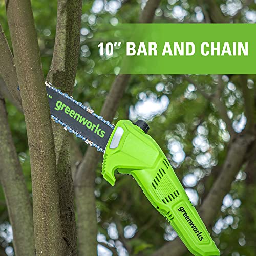 Image of Greenworks 24V Brushless 10 inch Cordless Polesaw + Pole Hedge Trimmer Combo (Great For Pruning and Trimming Branches / Shrubs), 4.0Ah Battery and Charger Included