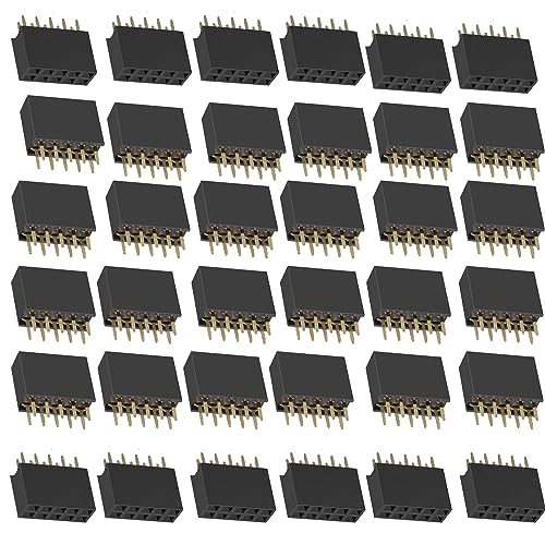 2.54mm Female Pin Headers2x5PinDouble Rows Row Female PCB Header Connector Female DIP Straight Pin Header Socket 35PCS