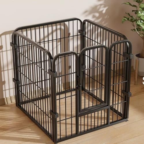 Nihig ペットフェンス 犬用ベビーサークルDIYペットベビーサークル ドア付き小動物ケージ 犬 サークル 脱走防止 ゲージ 間仕切り 組立簡単 小/中型犬 屋内と屋外 (長さ60 幅60 高さ60cm,ブラック)