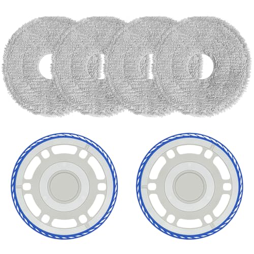 4 Wischtücher mit 2 Ersatzhalterung Zubehör für Ecovacs Deebot T30 Pro Omni/ T30s/ T30s Pro/ N30 Pro/ N30 Omni/ N30 Pro Omni/Yeedi M12 Pro+ Roboter Staubsauger Ersatzteile