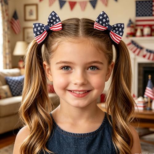 Pinzas para cabello con diseño patriótico América 2 piezas miniatura 3