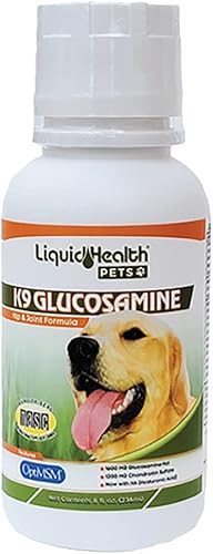 LIQUIDHEALTH Glucosamina líquida K9 de 8 onzas para perros, cachorros y caninos mayores, condroitina, MSM, ácido hialurónico, salud de las