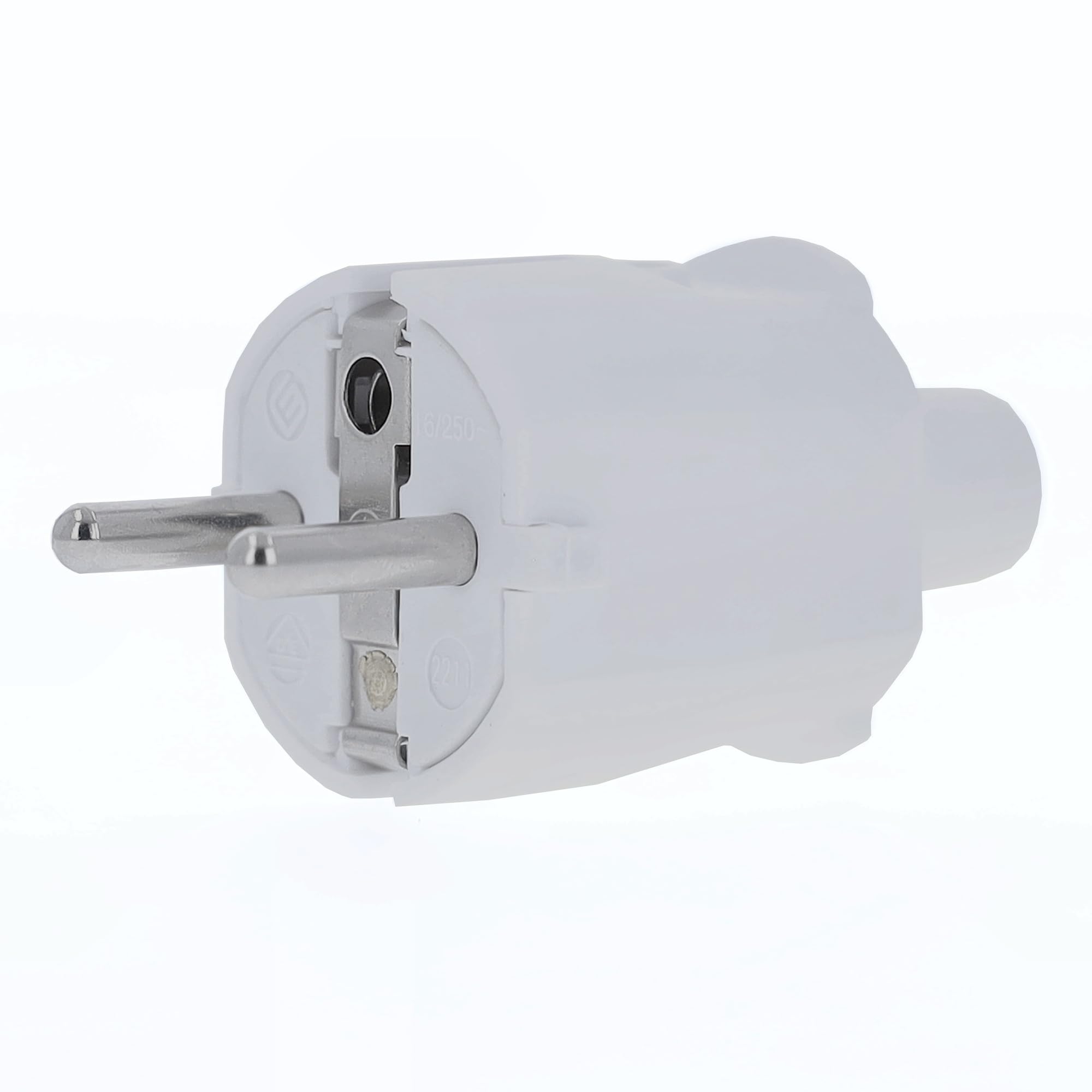as - Schwabe 62221 - Enchufe de PVC, blanco, doble contacto de puesta a tierra, 230 V