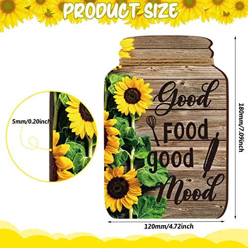 4 Pcs Kitchen Wall Decor Mason Jar Set Wooden Rustic Home Decor Inspirational Kitchen Decor Hanging Farmhouse Kitchen Signs Wall Decor For Home Decor (Sunflower) #TOP2