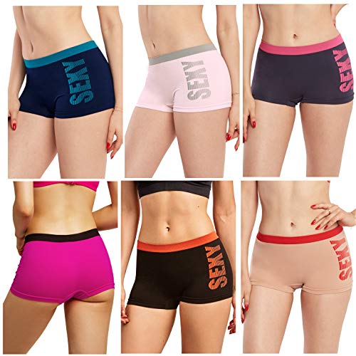 Gilbins Women Seamless Stretch Boy Shorts Panties Various Styles (Sexy)