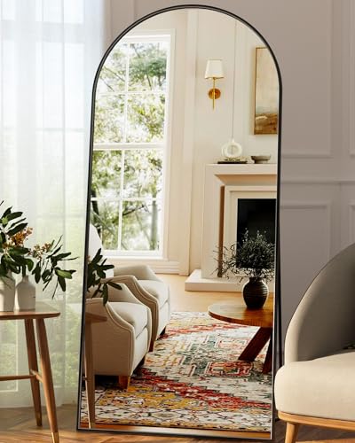 Suidia Arched Full Length Mirror, 71"x32" Floor Mirror Freestanding, Floor Standing Full Body Mirror with Stand for Bedroom, Hanging Mounted for Living Room Cloakroom, Black