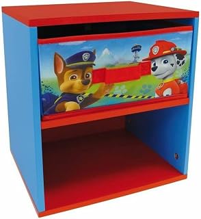 Fun House CIJEP PAT'PATROUILLE Table De Chevet, Dimensions : L 33 x P 30 x H 36 cm. Structure MDF laqué + tiroir en intissé Avec décor imprimé - Garçon et Fille - A Partir de 3 ANS - Livré a l'un
