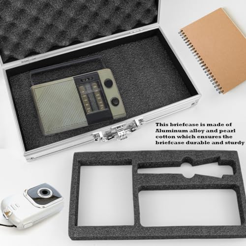 Aluminum Case with Lock Portable Metal Hard Suitcase Professional Clipper Case Aluminum Briefcase with Ripple Foam,Sliver (13.7x7.5x2.5Inch), Sliver, fashion4