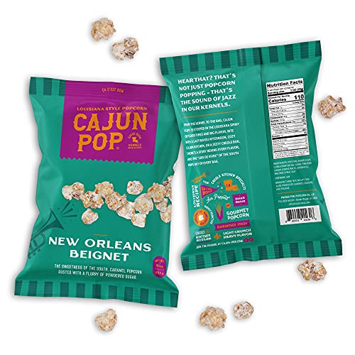 7.5 Oz Family Size Bag - Cajun Pop Gourmet Popcorn Flavored Popcorn Already Popped Without Kernels Chocolate Drizzle, Birthday Popcorn & Movie Night Sweet & Spicy Snacks… (New Orleans Beignet, Family Size - Single Bags) #TOP1