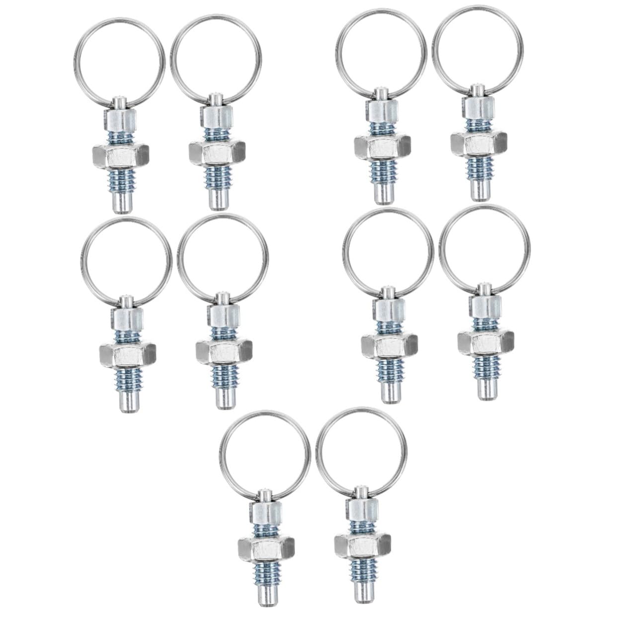 OUNONA 5sets Spring Latch Pin Spring Plunger Locking 304 Stainless Steel Retractable Pull Ring Versatile 2pcs*5