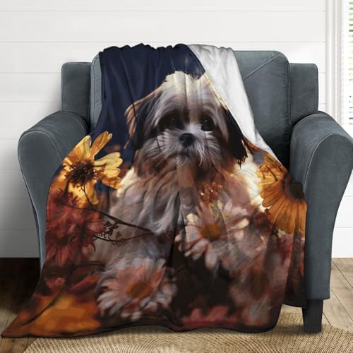 Couverture flanelle légère microfibre lit canapé Shih Tzu - 5