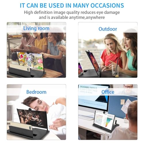 Image of 14 Inch Mobile Phone Screen Magnifier | Folding Stand Holder 3D Screen Enlarger | Portable Anti Radiation Phone Video Movie Amplifier | Universal Smartphone Screen Magnifier