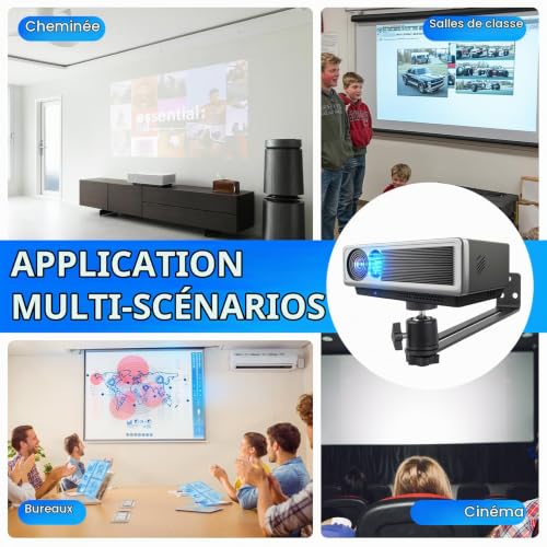 xiruiubao Support Videoprojecteur Mural Support Projecteur Pivotant à 360° Vis de 1/4 Pouce,Métallique Support Retroprojecteur pour Home Cinéma Bureau Salon Chambre à Coucher,Noir – vue 9