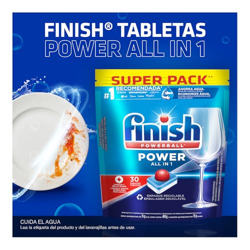 Finish Powerball Detergente para Lava Louças, Tabletes com Secante, 30 Tabletes #1