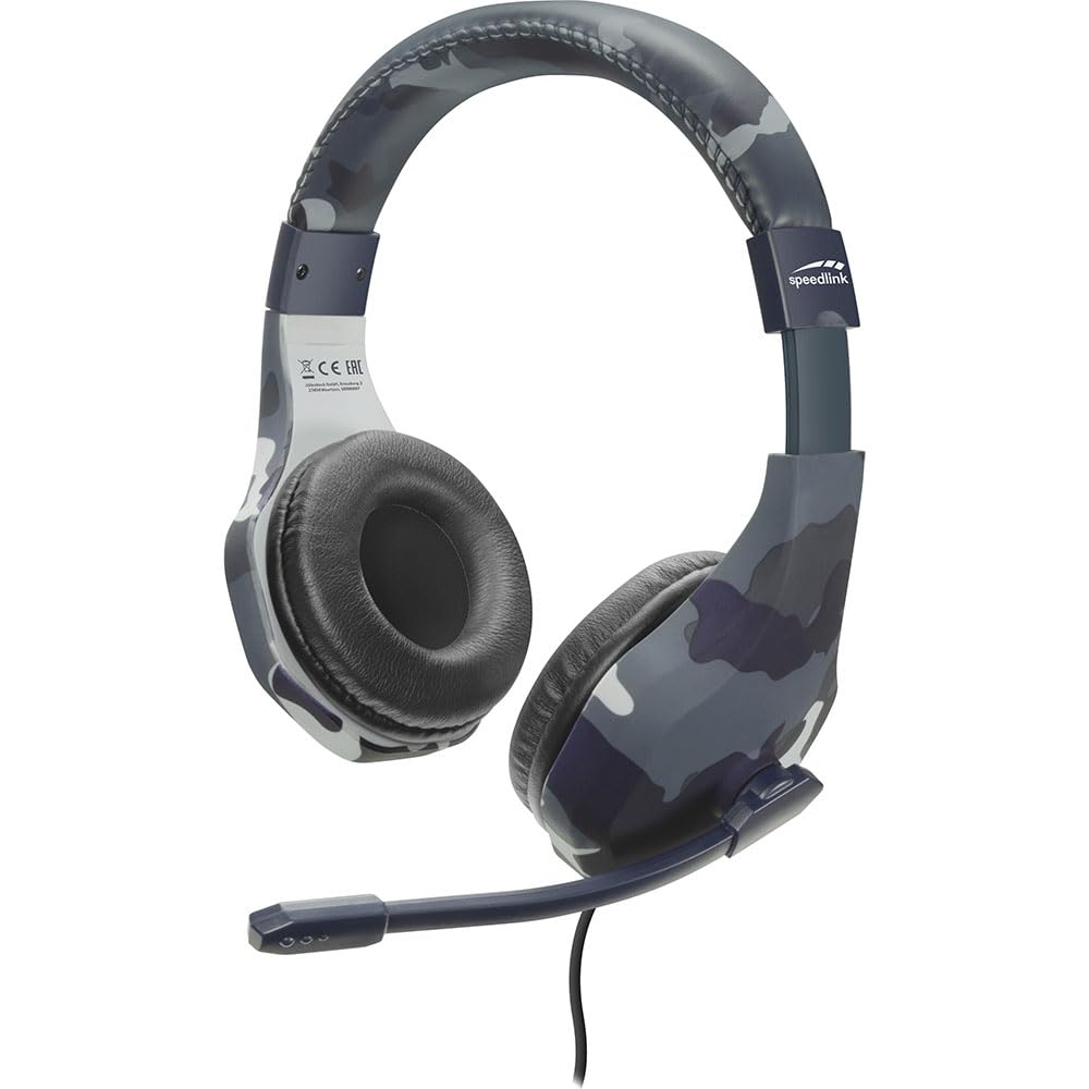 Speedlink RAIDOR Stereo Headset - Gamingowy zestaw słuchawkowy do PC/PS5/PS4/Xbox SeriesX/S/Switch/OLED/Lite, wzór kamuflażowy, niebieski