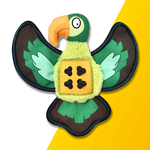PawPride Squeaky Interactive Parrot Dog Toy with Minimal Stuffing