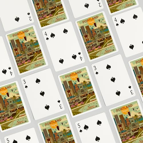Lantern Press Portland Oregon Geométrico Baraja Poker miniatura 4