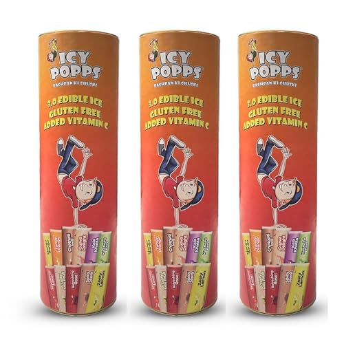 Image of ICY POPPS Edible Ice Sticks | Comes with 11 Refreshing Flavours | Mango, Guava, Orange, Kala Khatta & More | Gluten-Free with Added Vitamin C | Refreshing Treat for Kids (Assorted pack of 33)