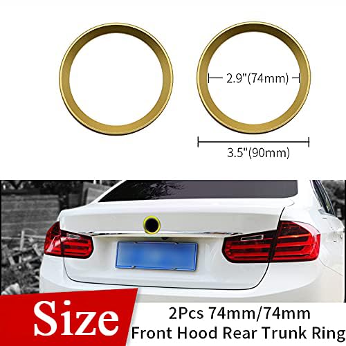 Image of SANRILY 2PC 74mm Emblem Decorative Ring Fit for BMW Front Hood Trunk 2.87inch Badge Logo Rings Replacement for BMW F23 E84 E30 E36 E46 E34 E39 E60 E65 E38 X3 X5 X6 1 3 4 5 6 7 Series (74+74 Gold)