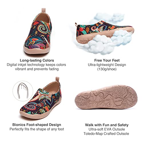 Image of UIN Women's Slip On Shoes Colorful Comfortable Lightweight Art Travel Sneakers Casual Floral Stylish Everyday Loafers