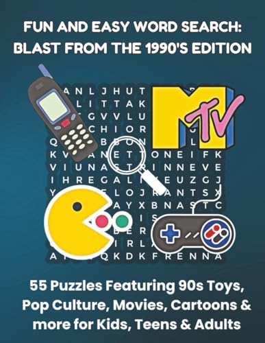 FUN AND EASY WORD SEARCH: BLAST FROM THE 1990'S EDITION: 55 Puzzles Featuring 90s Toys, Pop Culture, Movies, Cartoons & more for Kids, Teens & Adults (Bookshelf Creations: Fun & Easy Activity Books) image 2