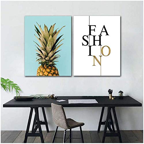 Toile image ananas de haute qualite graphique pour decoration murale epuree