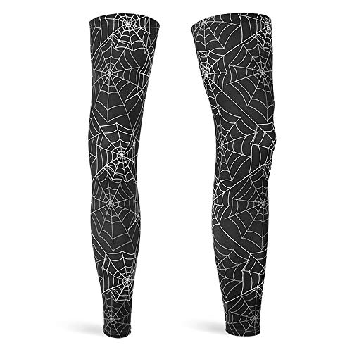 DETUCK Leg Warmers - Calentadores de pierna para ciclismo, protección UV UPF50+, seda helada, refrigeración para hombre y mujer (un par), Red de araña negra., L