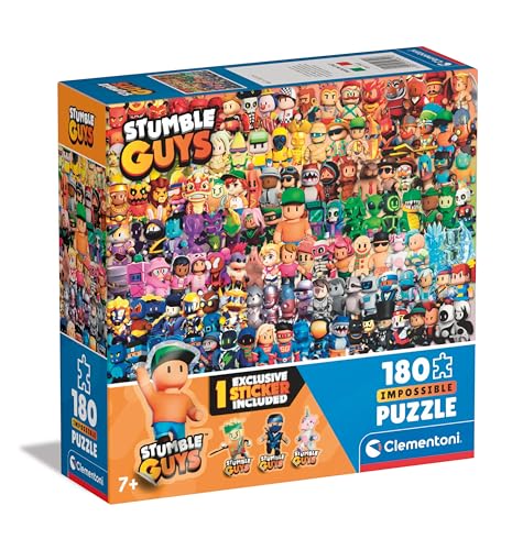 Clementoni Impossible 180 Piezas Niños 7 Años, Puzzle Personajes Stumble Guys Videojuego, Gaming, Made In Italy, 29321, Color
