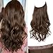 SARLA Halo Synthetic Hairpieces Flip in WomenHair Extensions Natural Wave Hidden Halo Hair Extensions M01(2/30 Ginger Brown)