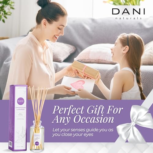 DANI Naturals Reed Diffuser Set - Calming Lavender Lemongrass Scent - Aromatherapy Essential Oils - Alcohol-Free, Non-Toxic - 10 Sticks - 3.5 oz - Image 6