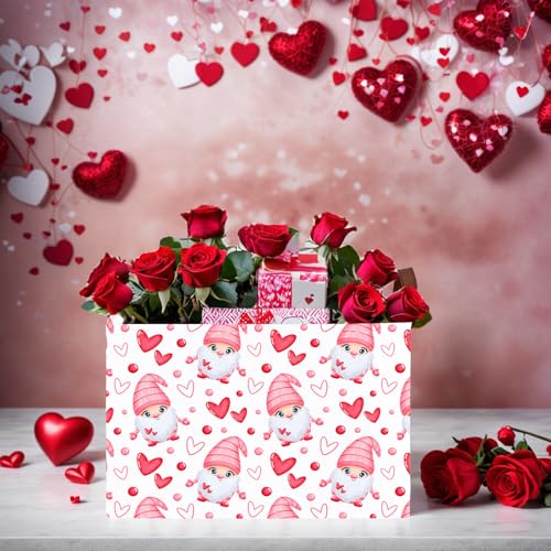 Image of Cute Large Valentine's Day Gift Basket Empty Heart Decor Storage Bin for Kid Baby Room Decor (Dwarf Elf Love)