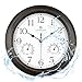Lafocuse 12 Inch Silent Outdoor/Indoor Waterproof Wall Clock with Temperature and Humidity Combo, Kitchen Bronze Wall Clocks Battery Operated for Patio Porch Garage-Version 2.0