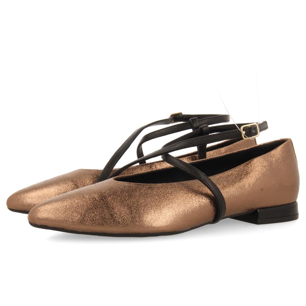 GIOSEPPO TURKEVE Leather Metallic Ballerinas, Bronze, 4 UK