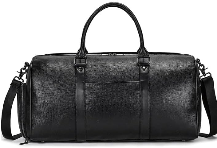 Men's Travel Bag Fitness with Shoe Pocket Waterproof Handbag Leather Crossbody Single Shoulder