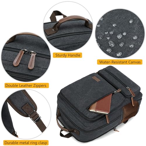 Mochila para portátil en lona resistente negra miniatura 4