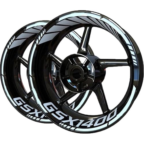 Autocollants de roue Suzuki GSX1400 blancs pour jante de moto