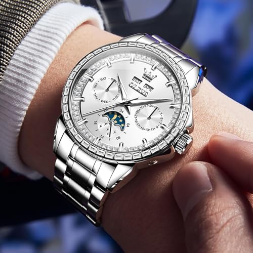 Image of OLEVS Automatic Watches for Men 43MM Skeleton Large Dial 3Hand Self Winding Watch Stainless Steel Dress Luxury Mechanical Waterproof Luminous Wirst Watch Gift