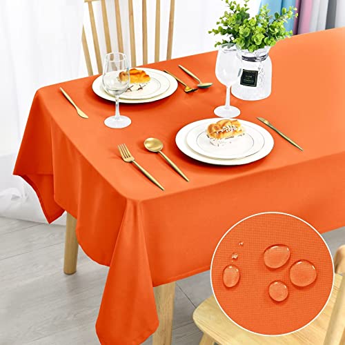 DWCN Nappe anti-taches lavable, imperméable, pour salle à manger, jardin, fête, mariage ou maison, orange, 140 x 280 cm